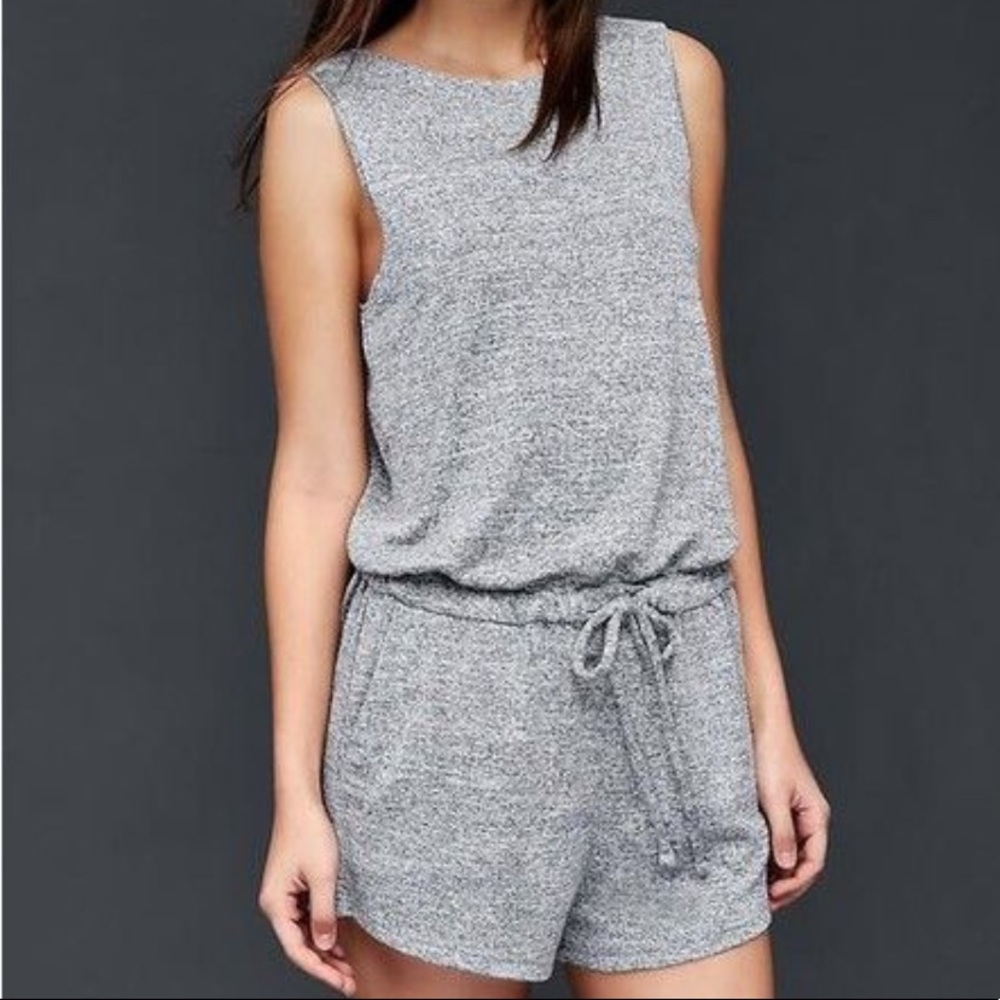 GAP Scoop-back Romper Grey Marl size small.